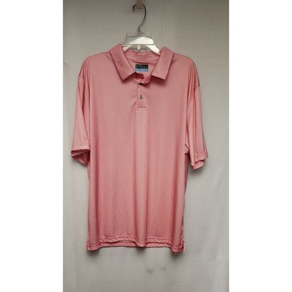 PGA Tour Polo Shirt Sleeve Shirt Pink/White Stripe XL - Picture 3 of 13